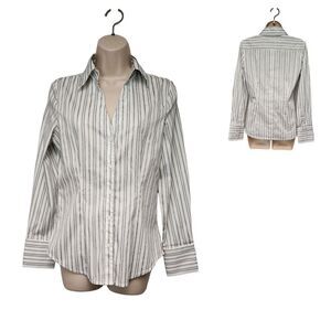 Express Design Long Sleeve Striped Black/White Shirt Size Small